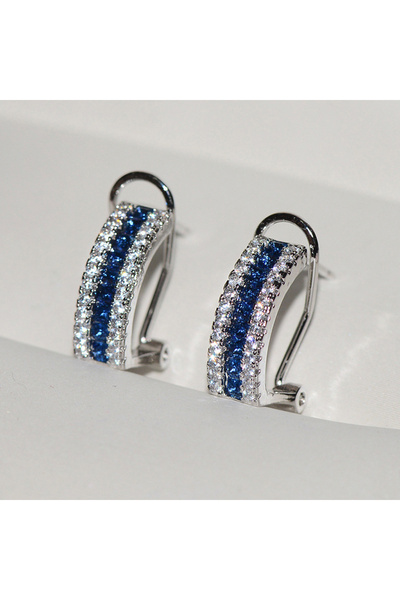 Choice أقراط هويتان E3233 المرصعة بالزركونيا المكعبة الزرقاء/البيضاء المبهرة ...