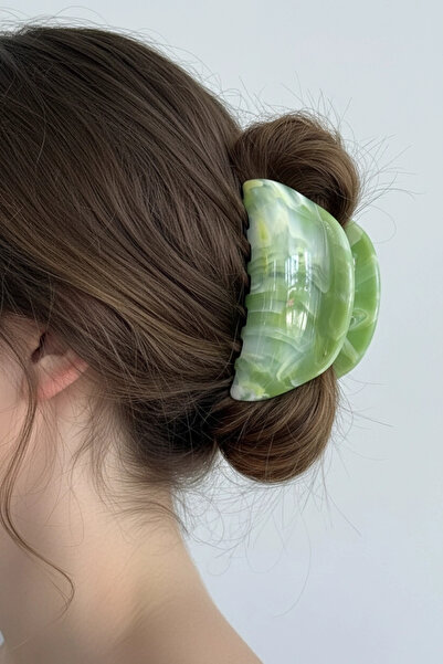 PRVT Green Marble Patterned Large Hair Clip