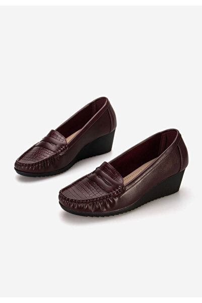 B T Shoes Bordové mokasíny na klínku Eligia