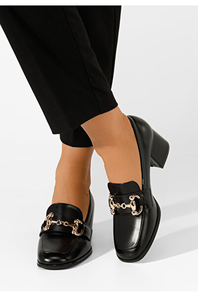 B T Shoes Čierne mokasíny na opätku Ixea