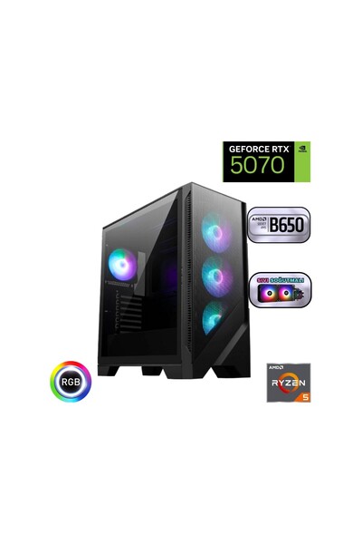 güneysu Ryzen 5 7500F 16GB Ddr5 1tb SSD Rtx 5070 12GB B650 Anakart 240MM Sıvı Soğutma Masaüstü Bilgi