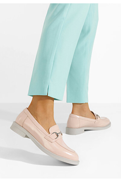B T Shoes Růžové lesklé dámské mokasíny Noreen V2