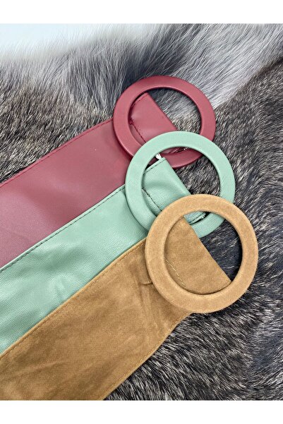 ASLIHAN KEMER Bordo-Taba-Su Yeşili Üçlü Kadın Bel Kemeri,Ceket Kemeri,Gömlek ...