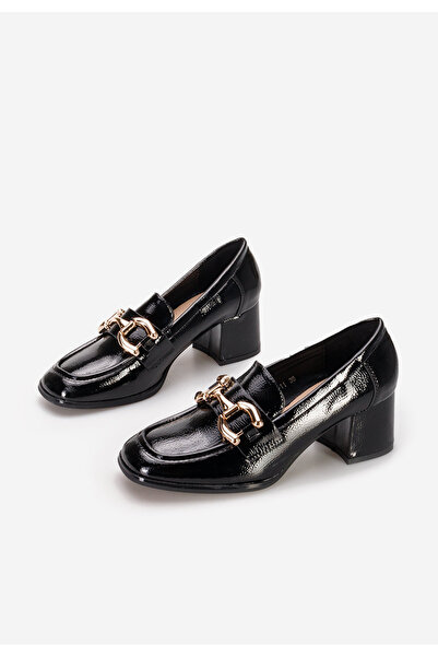 B T Shoes Čierne mokasíny na opätku Alyla