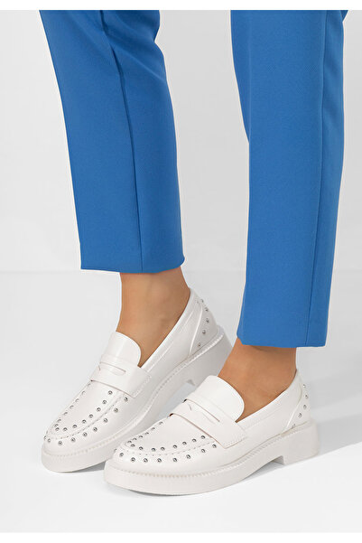 B T Shoes Biele mokasíny dámske Kristeen