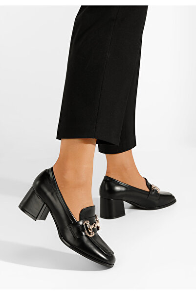 B T Shoes Čierne mokasíny na opätku Ixea