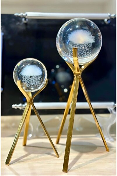 Mercee 3D gold metal kristal küre yağmur desen