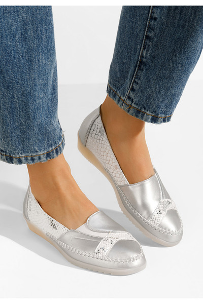 B T Shoes Strieborné dámske poltopánky Azohra