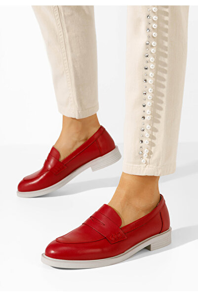 B T Shoes Červené loafers mokasíny Zalaya