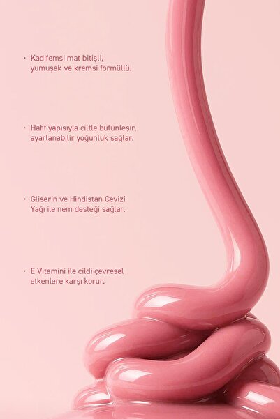 Alix Avien Yoğun Pigmentli E Vitaminli Mat Bitişli Kremsi Likit Allık - Liquid Blusher 02 Elegant Pink