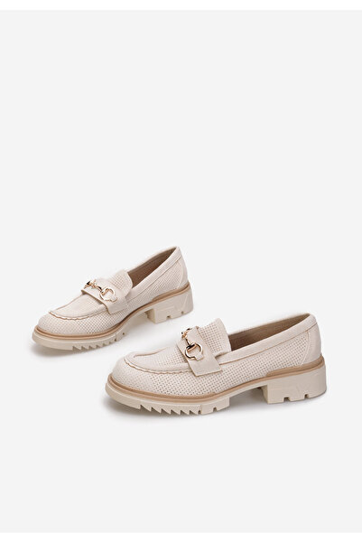 B T Shoes Béžové dámské letní mokasíny Sortela