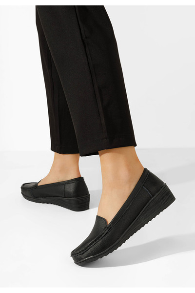 B T Shoes Černé dámské kožené mokasíny Storia V2