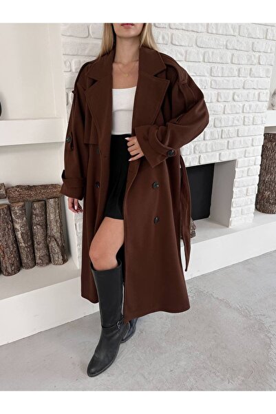 ZF BUTİK Παλτό Oversize με λεπτομέρεια στον ώμο, ζώνη και κουμπιά