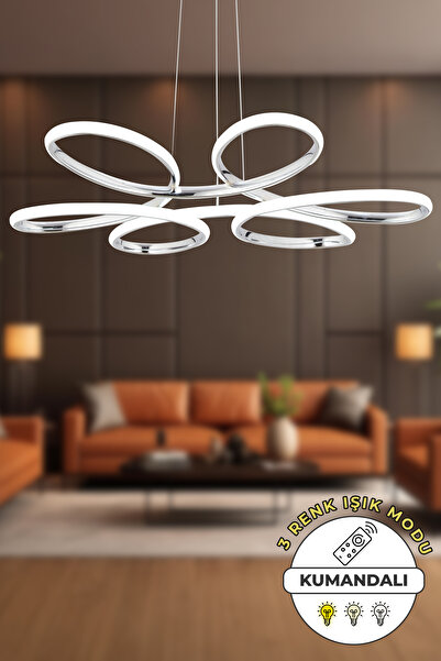 Capella Aydınlatma Salvio Kumandalı Krom 3 Renk Işık Özellikli Modern Kaplama Sarkıt Led Avize Salon Avize