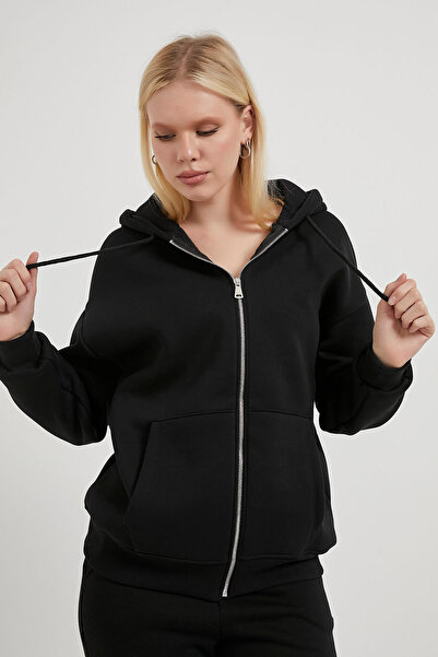 Arma Life Γυναικείο φούτερ ARMALIFE 2501 με φερμουάρ, μεγάλου μεγέθους, με κουκούλα και σαρδόνικο σχέδιο