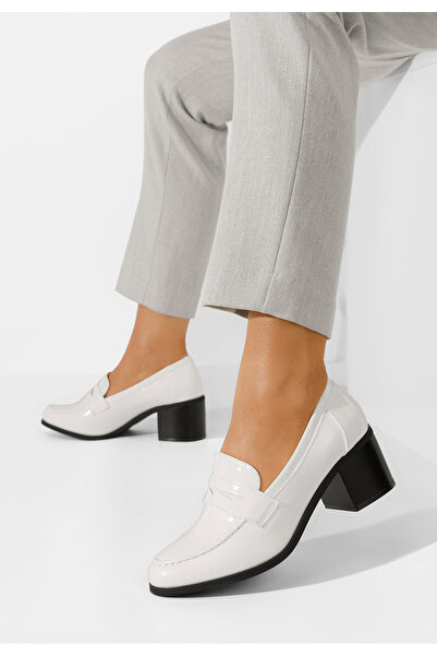 B T Shoes Sereya V2 white heeled loafers