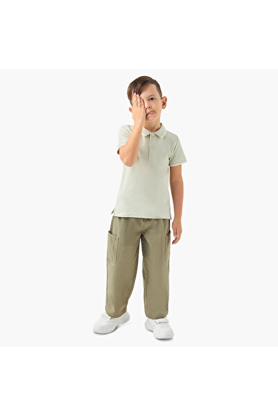 Juniors Solid Polo T-shirt with Short Sleeves