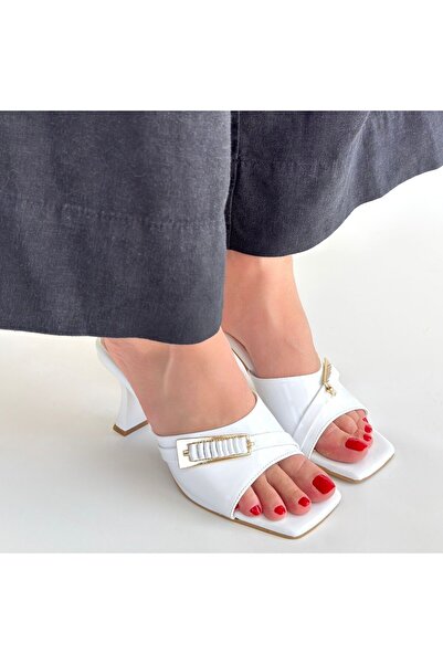 Erbilden Sief white patent leather high heel slippers