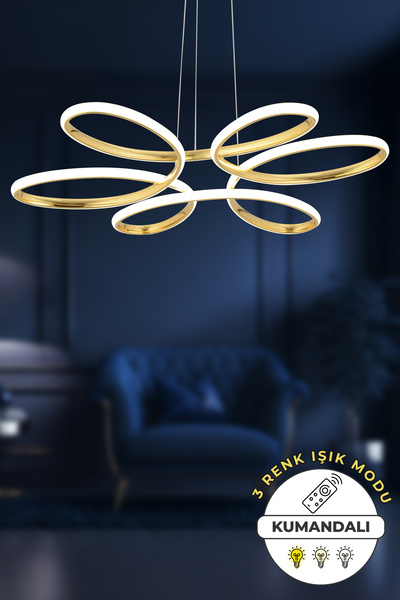 Capella Aydınlatma Salvio Kumandalı Krom 3 Renk Işık Özellikli Modern Kaplama Sarkıt Led Avize Salon Avize