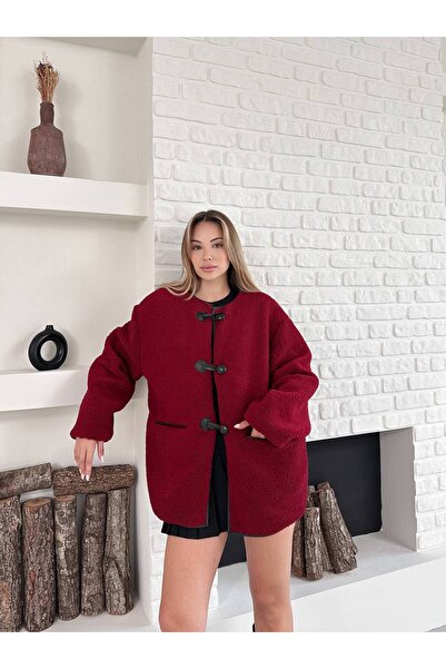 ZF BUTİK Three Button Buckle Plush Coat