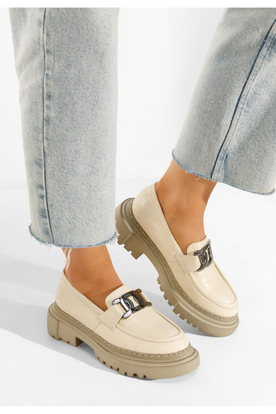 B T Shoes Béžové kožené mokasíny Haza