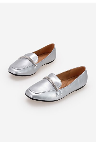 B T Shoes Mocasini dama eleganti Carre argintii