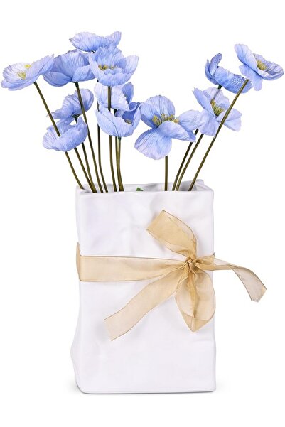 XIAOMAGG Vaza ceramica alba pentru decor, 20 cm,