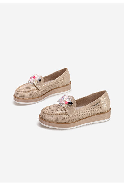 B T Shoes Zlaté mokasíny dámské Veiga V2