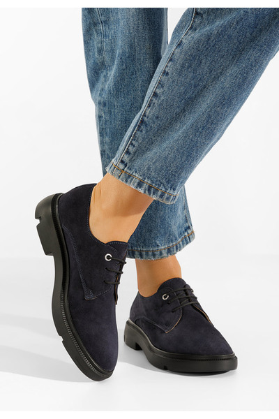 B T Shoes Tmavě modré kožené derby dámske Pelado V2