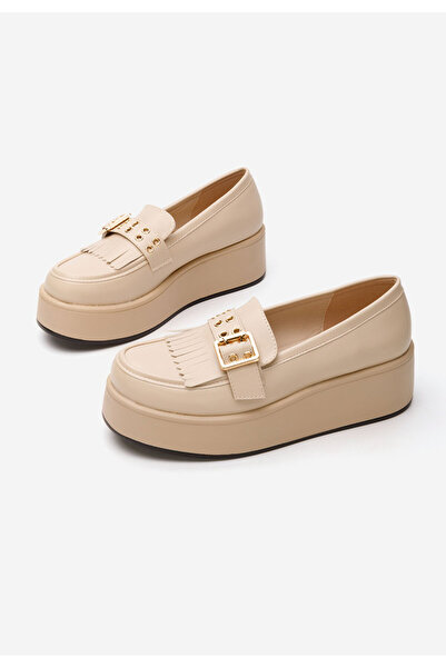 B T Shoes Beige Magie platform loafers