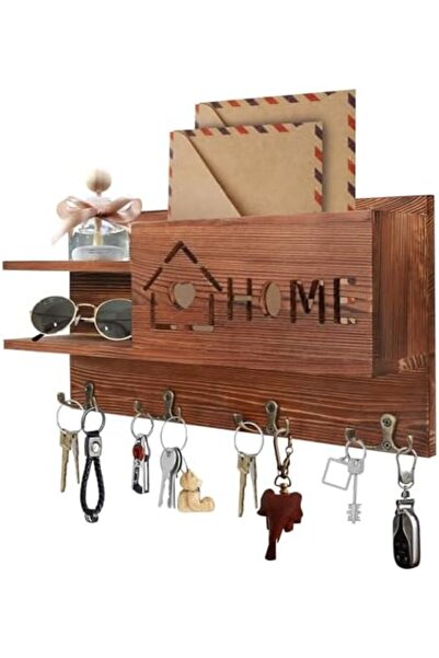 Generic Gocokia Mail and Key Holder for Wall Decorative, Wooden Mail Organizer with 4 Double Key Hooks