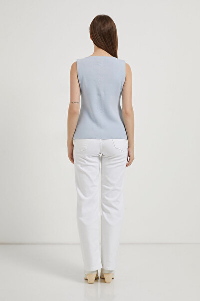 Arma Life Kadın Gold Düğmeli Basic Mavi Kolsuz Triko Yelek