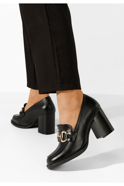 B T Shoes Černé mokasíny na podpatku Kyrenia