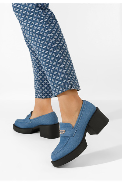 B T Shoes Denim mokasíny na opätku Agnessa