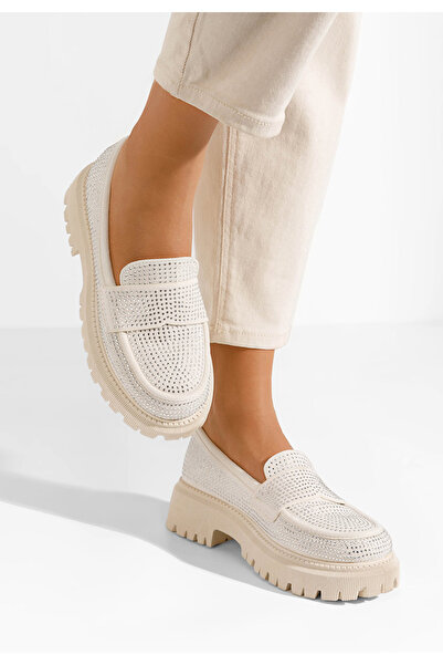 B T Shoes Amlie beige thick-soled loafers