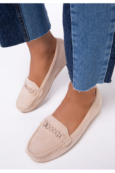B T Shoes Eunice beige genuine leather loafers