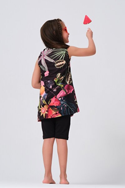 ALFASA Κοριτσίστικο μαγιό με ροζ σχέδιο με κολάν χωρίς μανίκια και σορτς 23150