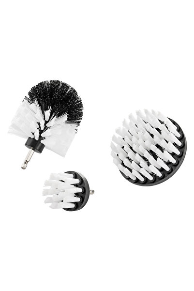 Lawazim Drill Brush Set 3 Piece - Soft Nylon Bristles for Multi-Surface Cleaning in Home and Car