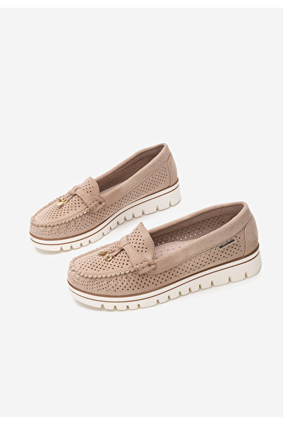 B T Shoes Béžové dámske letné mokasíny Manise V4