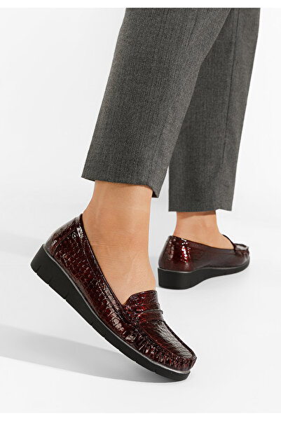 B T Shoes Bordové dámské mokasíny Asinia