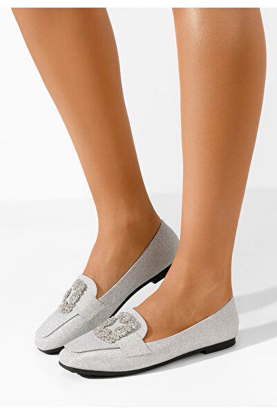 B T Shoes Strieborné mokasíny dámske Mysha
