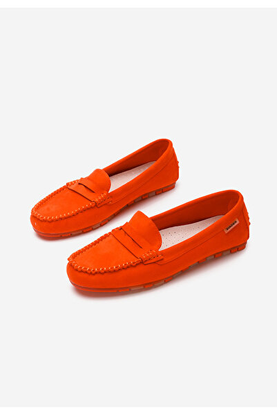 B T Shoes Oranžové dámské mokasíny Luminia V2