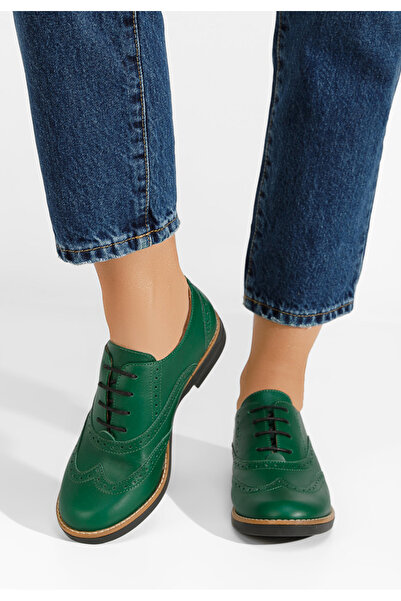 B T Shoes Women's brogue shoes Emily green