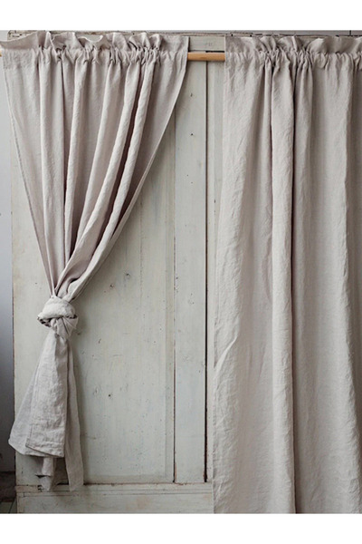 KÜTÜKhouse Çubuk Çepli Perde Açık Gri 200x230 cm