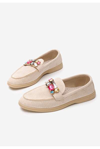 B T Shoes Béžové dámské letní mokasíny Maceira V8