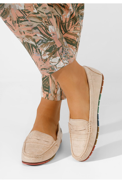 B T Shoes Béžové dámské mokasíny Tamina