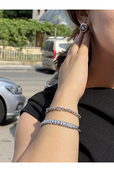 Theodoron Aksesuar XUPİNG Kadın Taş Detaylı Halka Küpe