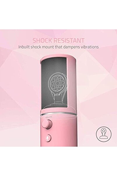 RAZER ميكروفون سيرين إكس ميركوري الرقمي USB، أحادي الاتجاه، USB، وردي