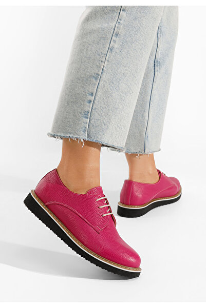 B T Shoes Fuchsiové kožené derby dámské Casilas