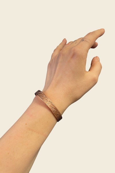 Sevilgülgünfinecrafts Pure Copper Carved Unisex Bracelet